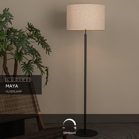 Lucide MAYA - Vloerlamp - Ø 45 cm - 1xE27 - Beige