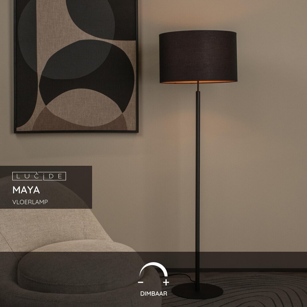 Lucide MAYA - Vloerlamp - Ø 45 cm - 1xE27 - Zwart Lucide MAYA - Vloerlamp - Ø 45 cm - 1xE27 - Zwart