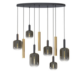 Lucide JOANET - Hanglamp - 4xE27 & 3xGU10 - Messing Lucide JOANET - Hanglamp - 4xE27 & 3xGU10 - Messing
