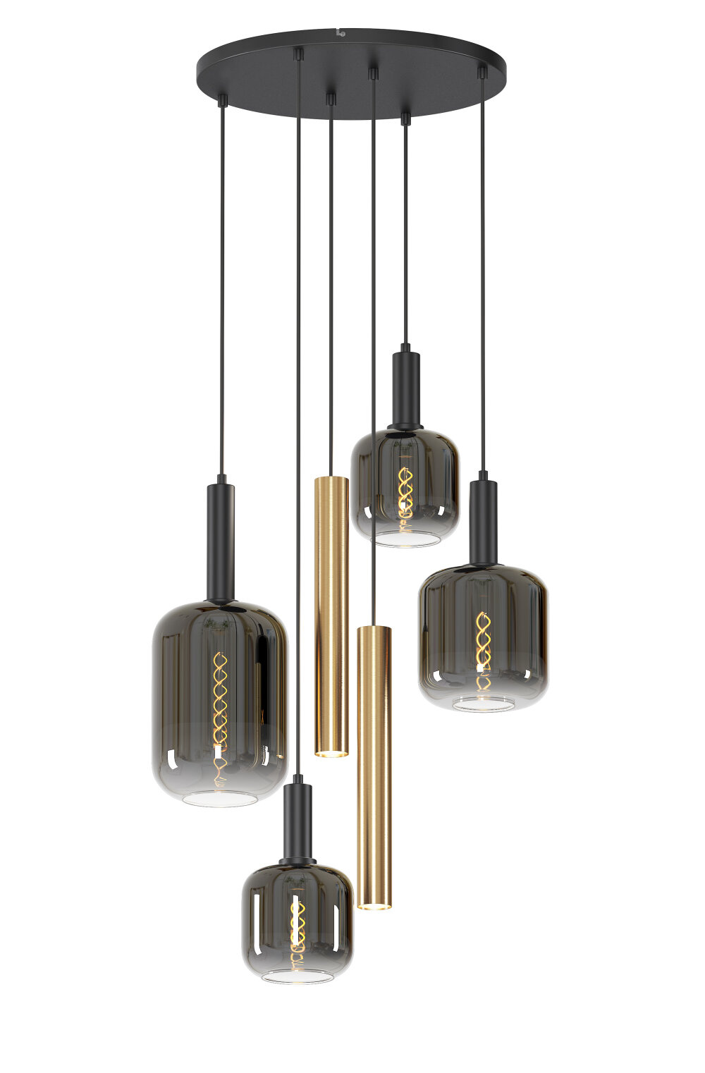 Lucide JOANET - Hanglamp - Ø 65 cm - 4xE27 - Koffie