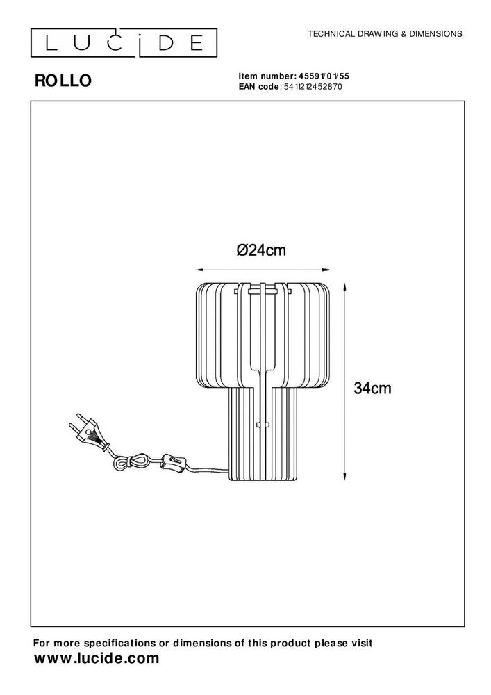 Lucide ROLLO - Tafellamp - 1xE27 - Terracotta Lucide ROLLO - Tafellamp - 1xE27 - Terracotta