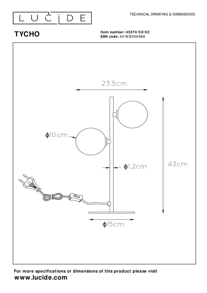 Lucide TYCHO - Tafellamp - 2xG9 - Mat Goud / Messing Lucide TYCHO - Tafellamp - 2xG9 - Mat Goud / Messing