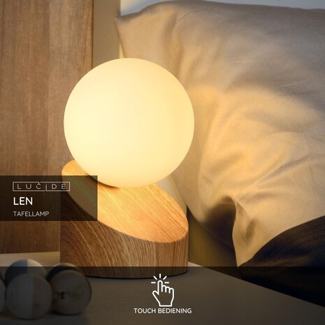 Lucide LEN - Tafellamp - Ø 10 cm - 1xG9 - Lichte houtlook