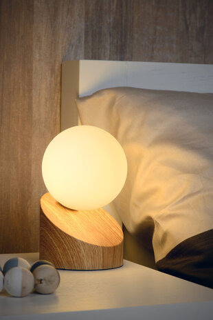 Lucide LEN - Tafellamp - Ø 10 cm - 1xG9 - Lichte houtlook