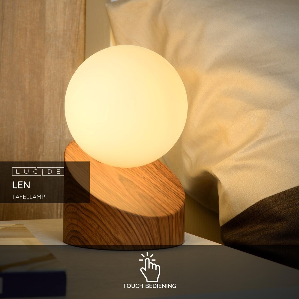 Lucide LEN - Tafellamp - Ø 10 cm - 1xG9 - Donkere Houtlook