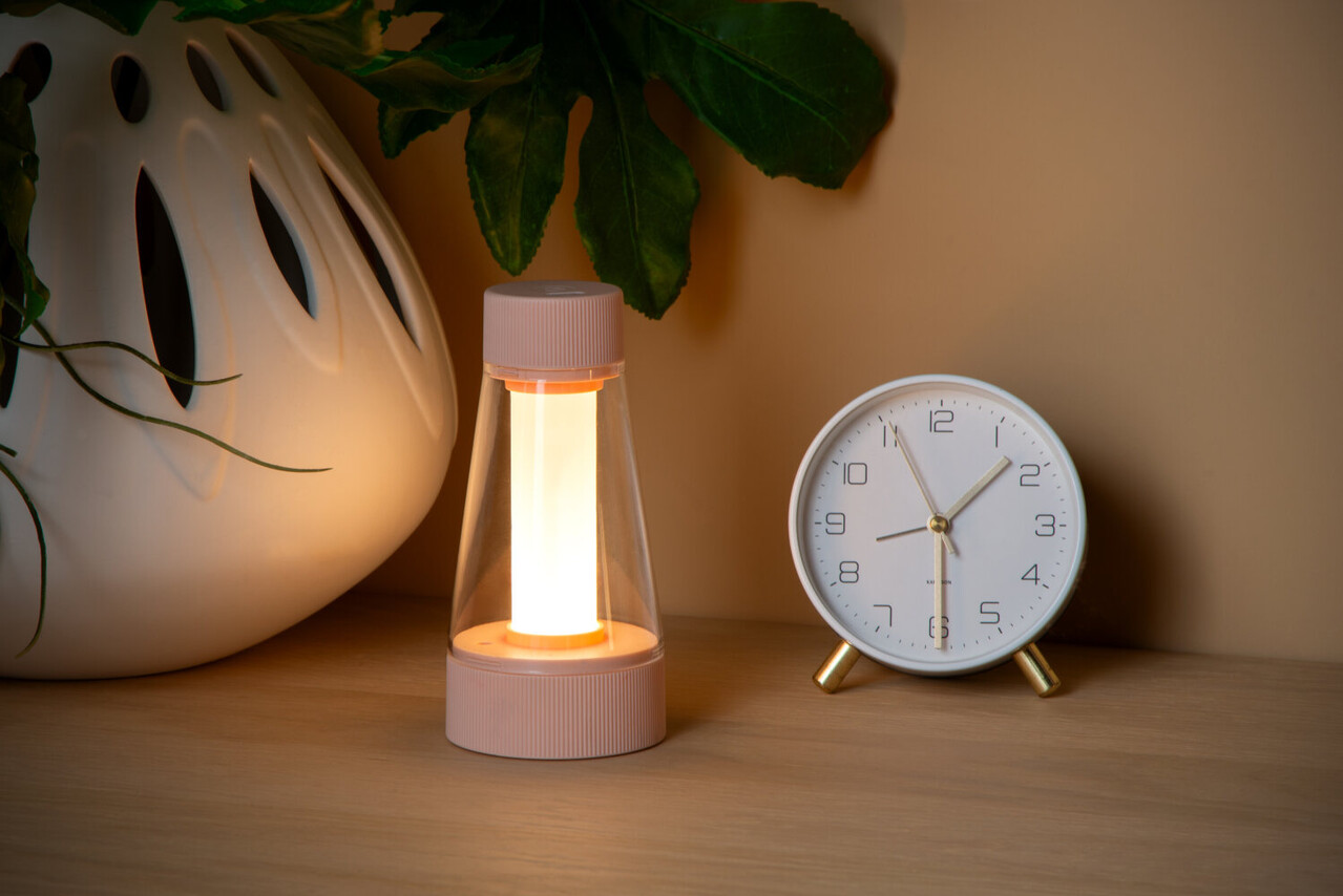 Lucide LORALI - Oplaadbare Tafellamp Binnen/Buiten - Accu/Batterij - Ø 7,7 cm - LED Dimb. - 1x1,2W 2600K/3000K - IP44 - Roze Lucide LORALI - Oplaadbare Tafellamp Binnen/Buiten - Accu/Batterij - Ø 7,7 cm - LED Dimb. - 1x1,2W 2600K/3000K - IP44 - Roze