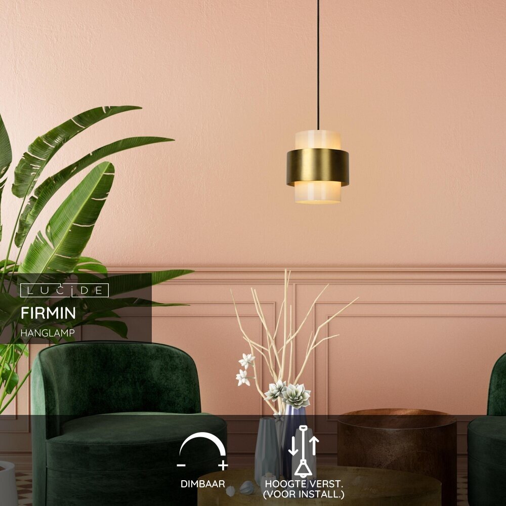 Lucide FIRMIN - Hanglamp - Ø 20 cm - 1xE27 - Mat Goud / Messing Lucide FIRMIN - Hanglamp - Ø 20 cm - 1xE27 - Mat Goud / Messing