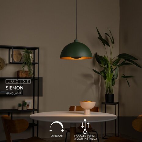 Lucide SIEMON - Hanglamp - Ø 40 cm - 1xE27 - Groen Lucide SIEMON - Hanglamp - Ø 40 cm - 1xE27 - Groen
