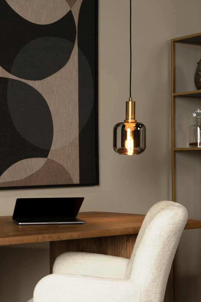 Lucide JOANET - Hanglamp - Ø 16 cm - 1xE27 - Fumé