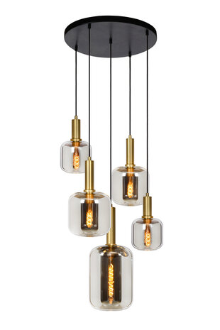 Lucide JOANET - Hanglamp - Ø 66 cm - 5xE27 - Fumé Lucide JOANET - Hanglamp - Ø 66 cm - 5xE27 - Fumé