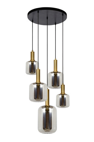 Lucide JOANET - Hanglamp - Ø 66 cm - 5xE27 - Fumé Lucide JOANET - Hanglamp - Ø 66 cm - 5xE27 - Fumé