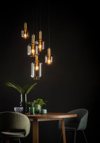 Lucide JOANET - Hanglamp - Ø 66 cm - 5xE27 - Fumé Lucide JOANET - Hanglamp - Ø 66 cm - 5xE27 - Fumé