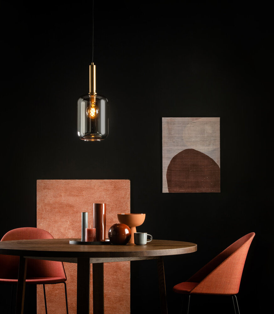 Lucide JOANET - Hanglamp - Ø 22 cm - 1xE27 - Fumé