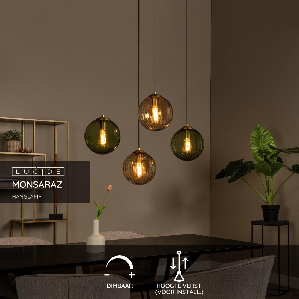 Lucide MONSARAZ - Hanglamp - 4xE27 - Groen Lucide MONSARAZ - Hanglamp - 4xE27 - Groen