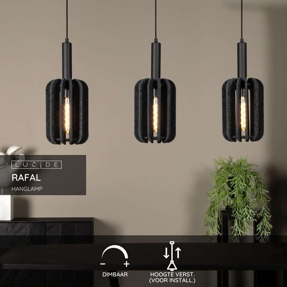 Lucide RAFAL - Hanglamp - 3xE27 - Grijs Lucide RAFAL - Hanglamp - 3xE27 - Grijs