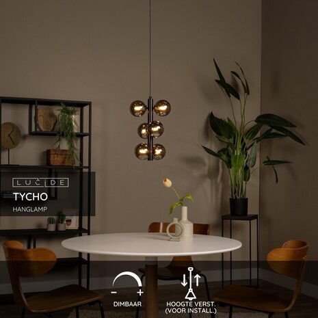 Lucide TYCHO - Hanglamp - Ø 25,5 cm - 6xG9 - Zwart
