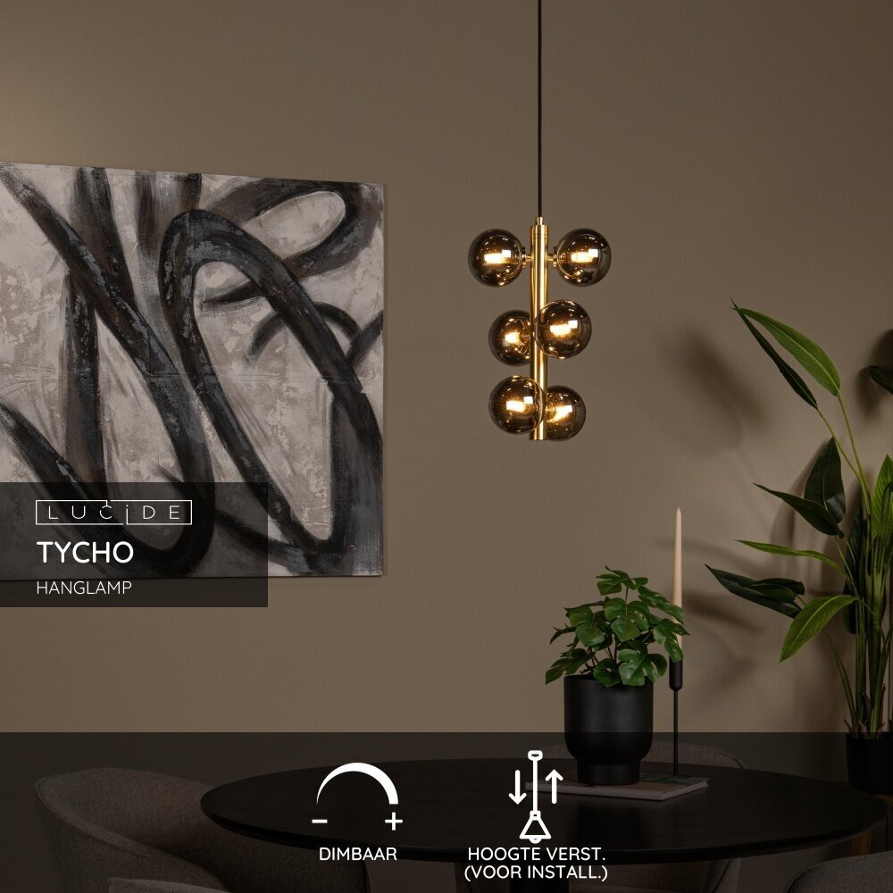 Lucide TYCHO - Hanglamp - Ø 25,5 cm - 6xG9 - Mat Goud / Messing Lucide TYCHO - Hanglamp - Ø 25,5 cm - 6xG9 - Mat Goud / Messing