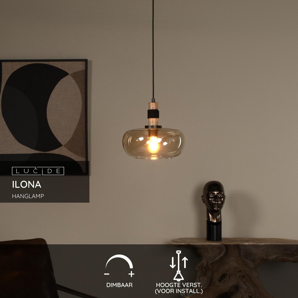 Lucide ILONA - Hanglamp - Ø 30 cm - 1xE27 - Amber