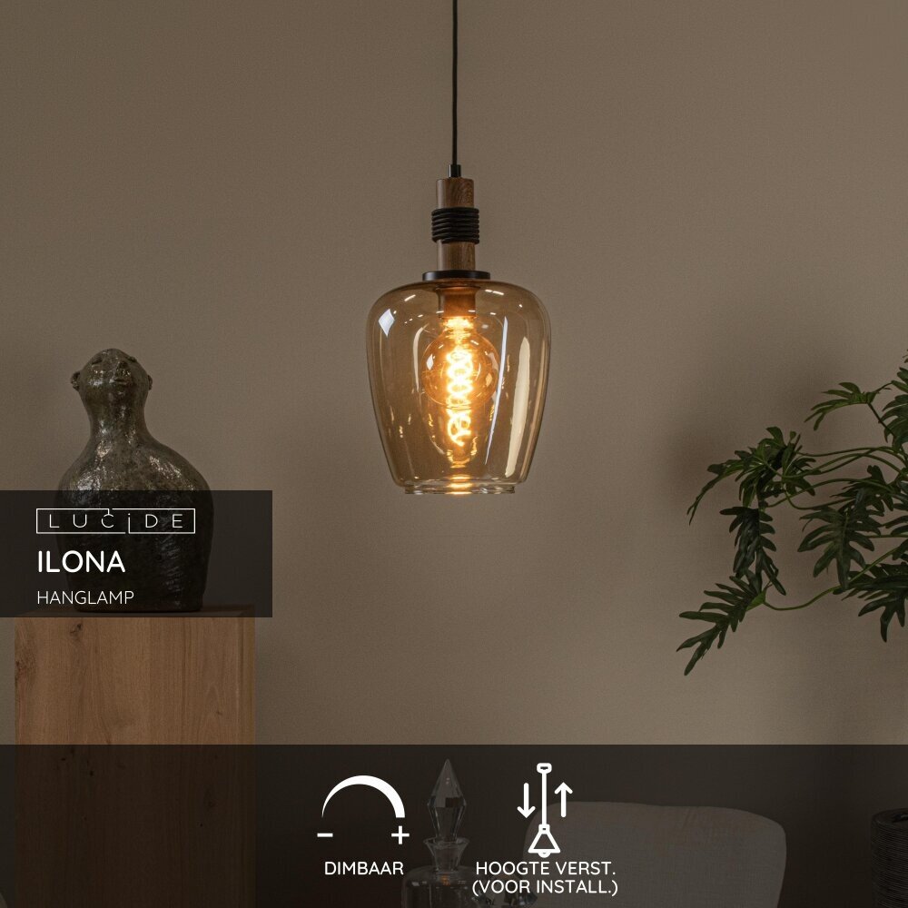 Lucide ILONA - Hanglamp - Ø 22 cm - 1xE27 - Amber Lucide ILONA - Hanglamp - Ø 22 cm - 1xE27 - Amber