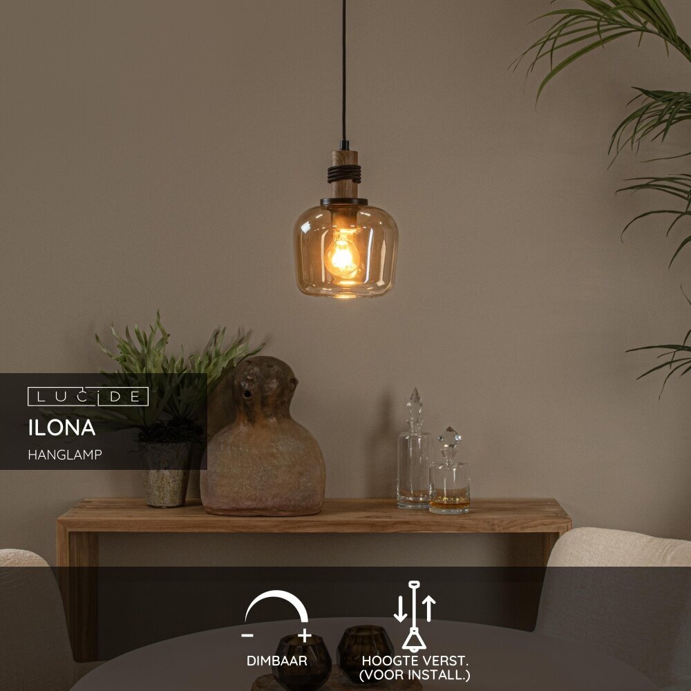 Lucide ILONA - Hanglamp - Ø 18 cm - 1xE27 - Amber Lucide ILONA - Hanglamp - Ø 18 cm - 1xE27 - Amber
