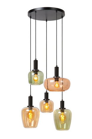 Lucide ILONA - Hanglamp - 5xE27 - Zwart Lucide ILONA - Hanglamp - 5xE27 - Zwart
