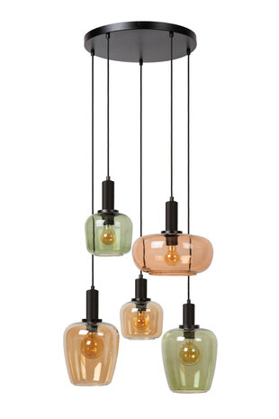 Lucide ILONA - Hanglamp - 5xE27 - Zwart Lucide ILONA - Hanglamp - 5xE27 - Zwart