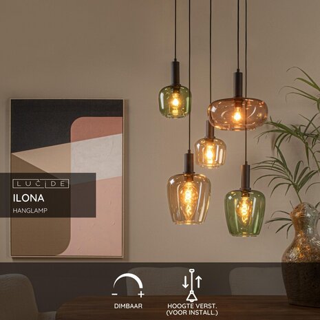 Lucide ILONA - Hanglamp - 5xE27 - Zwart Lucide ILONA - Hanglamp - 5xE27 - Zwart