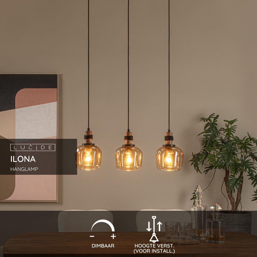 Lucide ILONA - Hanglamp - 3xE27 - Amber Lucide ILONA - Hanglamp - 3xE27 - Amber
