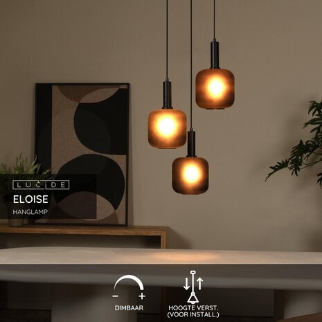 Lucide ELOISE - Hanglamp - Ø 40 cm - 3xE27 - Zwart Lucide ELOISE - Hanglamp - Ø 40 cm - 3xE27 - Zwart