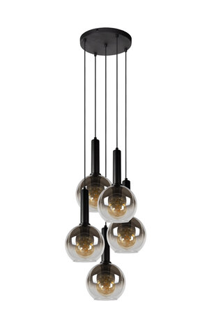 Lucide MARIUS - Hanglamp - Ø 55 cm - 5xE27 - Zwart Lucide MARIUS - Hanglamp - Ø 55 cm - 5xE27 - Zwart