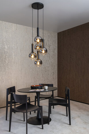 Lucide MARIUS - Hanglamp - Ø 55 cm - 5xE27 - Zwart Lucide MARIUS - Hanglamp - Ø 55 cm - 5xE27 - Zwart