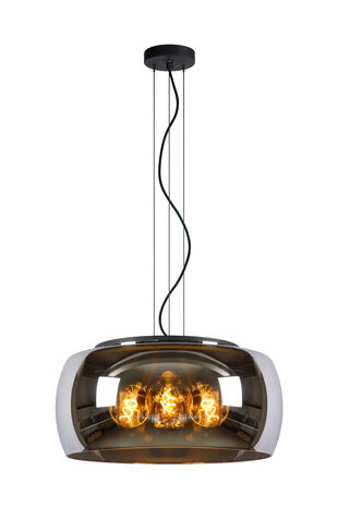 Lucide OLIVIA - Hanglamp - Ø 50 cm - 3xE27 - Fumé Lucide OLIVIA - Hanglamp - Ø 50 cm - 3xE27 - Fumé