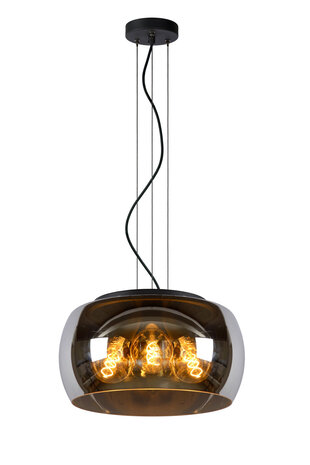 Lucide OLIVIA - Hanglamp - Ø 40 cm - 3xE27 - Fumé Lucide OLIVIA - Hanglamp - Ø 40 cm - 3xE27 - Fumé