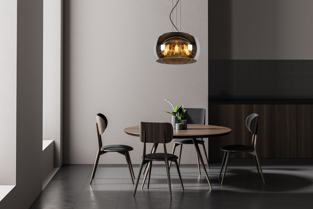 Lucide OLIVIA - Hanglamp - Ø 40 cm - 3xE27 - Fumé Lucide OLIVIA - Hanglamp - Ø 40 cm - 3xE27 - Fumé