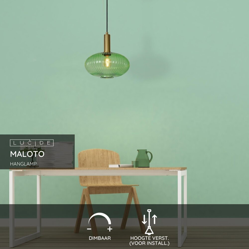 Lucide MALOTO - Hanglamp - Ø 30 cm - 1xE27 - Groen Lucide MALOTO - Hanglamp - Ø 30 cm - 1xE27 - Groen