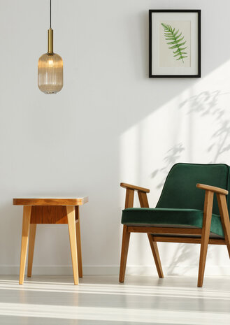 Lucide MALOTO - Hanglamp - Ø 20 cm - 1xE27 - Amber