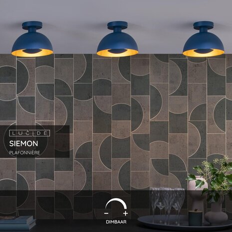Lucide SIEMON - Plafonnière - Ø 25 cm - 1xE27 - Blauw Lucide SIEMON - Plafonnière - Ø 25 cm - 1xE27 - Blauw