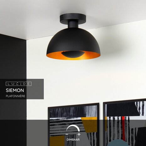 Lucide SIEMON - Plafonnière - Ø 25 cm - 1xE27 - Zwart Lucide SIEMON - Plafonnière - Ø 25 cm - 1xE27 - Zwart