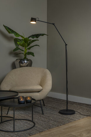 Lucide MILNE - Vloerlamp - LED Dimb. - 1x8W 2700K - Zwart Lucide MILNE - Vloerlamp - LED Dimb. - 1x8W 2700K - Zwart