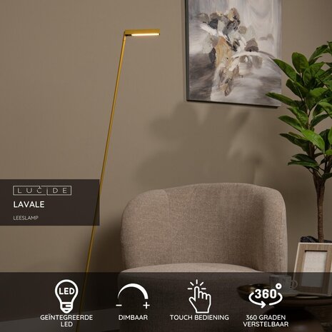 Lucide LAVALE - Leeslamp - LED Dimb. - 1x3W 2700K - Okergeel Lucide LAVALE - Leeslamp - LED Dimb. - 1x3W 2700K - Okergeel