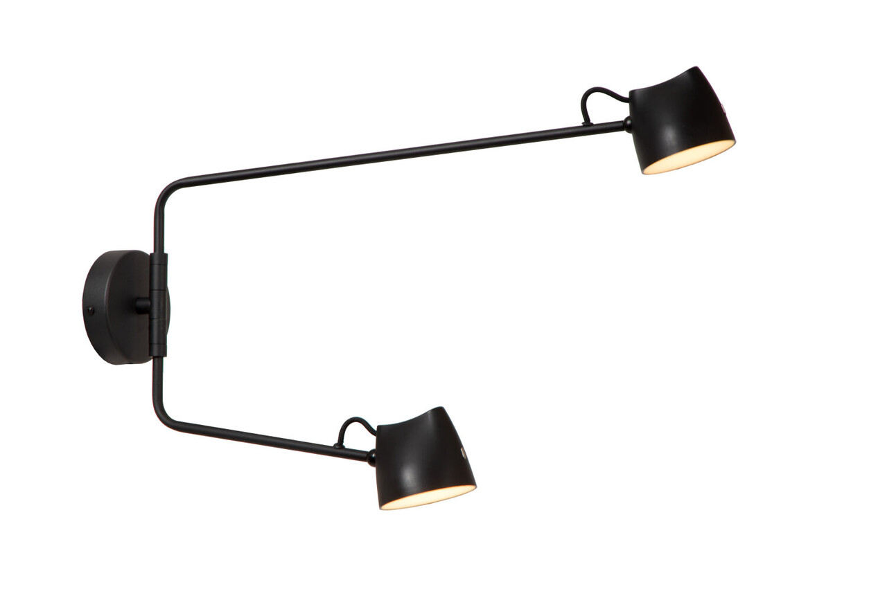 Lucide MILNE - Wandlamp - LED Dimb. - 2x8W 2700K - Zwart Lucide MILNE - Wandlamp - LED Dimb. - 2x8W 2700K - Zwart