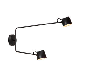 Lucide MILNE - Wandlamp - LED Dimb. - 2x8W 2700K - Zwart