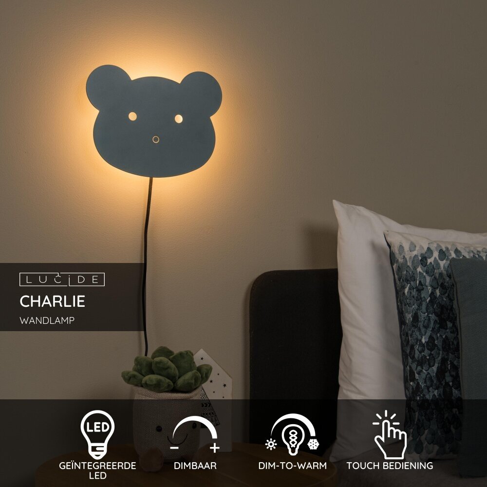 Lucide CHARLIE - Wandlamp Kinderkamer - LED Dimb. - 1x7W 2700K - Blauw Lucide CHARLIE - Wandlamp Kinderkamer - LED Dimb. - 1x7W 2700K - Blauw