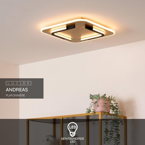Lucide ANDREAS - Plafonnière - LED - 1x30W 2700K - Mat Goud / Messing Lucide ANDREAS - Plafonnière - LED - 1x30W 2700K - Mat Goud / Messing