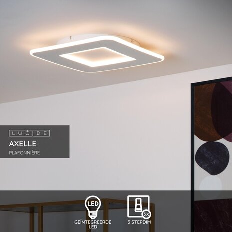 Lucide AXELLE - Plafonnière - LED 3 StepDim - 1x24W 2700K - Wit Lucide AXELLE - Plafonnière - LED 3 StepDim - 1x24W 2700K - Wit