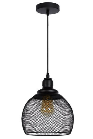 Lucide MESH - Hanglamp - Ø 22 cm - 1xE27 - Zwart