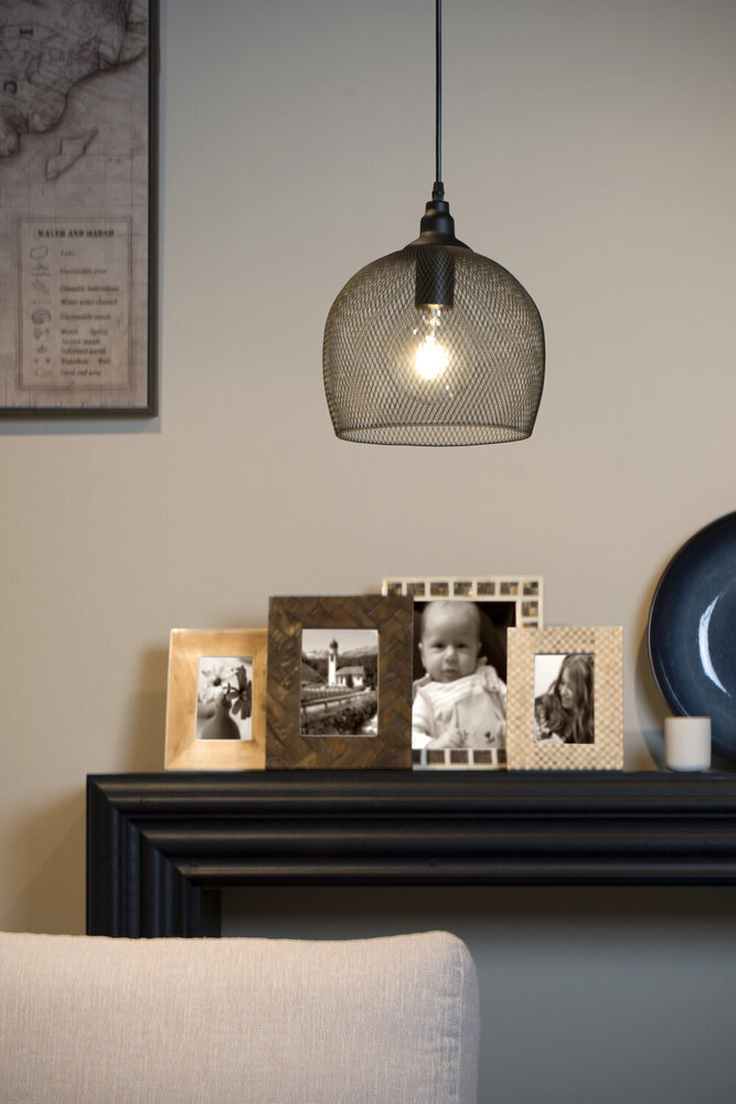 Lucide MESH - Hanglamp - Ø 22 cm - 1xE27 - Zwart