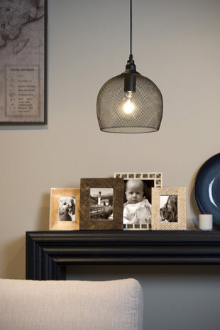 Lucide MESH - Hanglamp - Ø 22 cm - 1xE27 - Zwart
