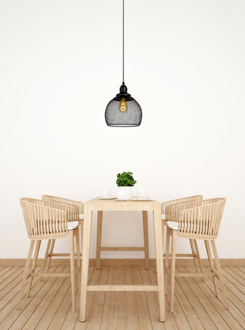 Lucide MESH - Hanglamp - Ø 22 cm - 1xE27 - Zwart