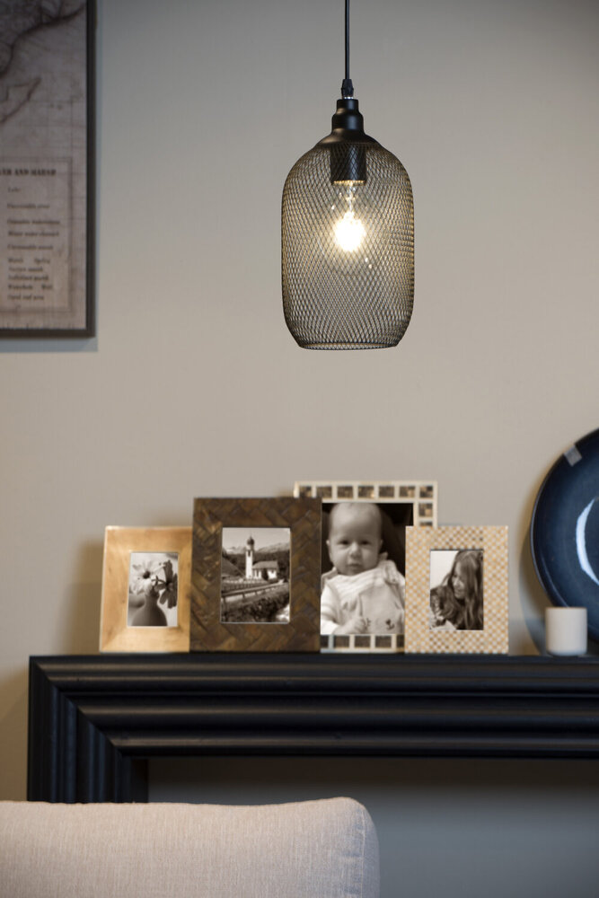 Lucide MESH - Hanglamp - Ø 15 cm - 1xE27 - Zwart Lucide MESH - Hanglamp - Ø 15 cm - 1xE27 - Zwart